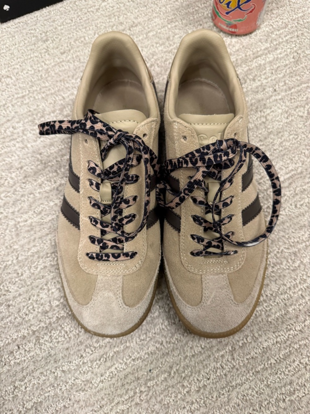 Gola Beige Suede Sneakers with Leopard Laces
